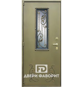 Дверь с цинкогрунтом (стекло, ковка)